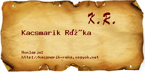 Kacsmarik Réka névjegykártya